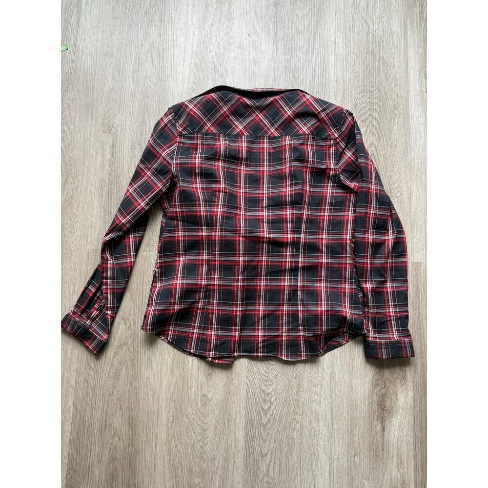 Talbots Plaid Button Down Shirt, Ruffle, Women's size 8P, Petite - Picture 5 of 5